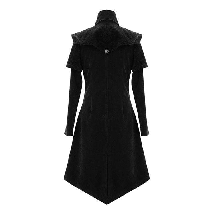 Men's Goth Stand Collar Front Zip Long Jacket