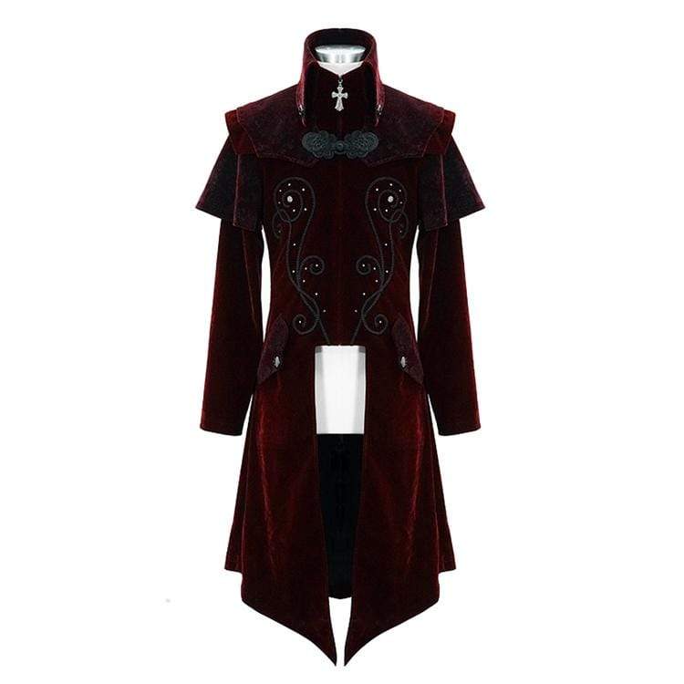 Chaqueta larga con cremallera delantera y cuello alto de Goth para hombre