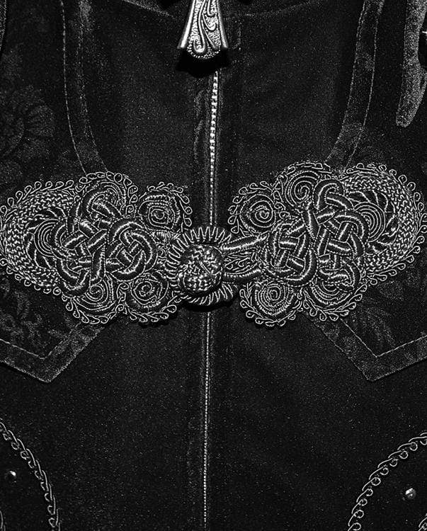 Men's Goth Stand Collar Front Zip Long Jacket