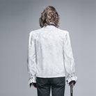 DEVIL FASHION Men's Goth Style Self Design Shirt with Jabot