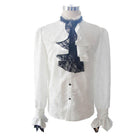 DEVIL FASHION Men's Goth Style Self Design Shirt with Jabot