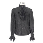 DEVIL FASHION Men's Goth Style Self Design Shirt with Jabot