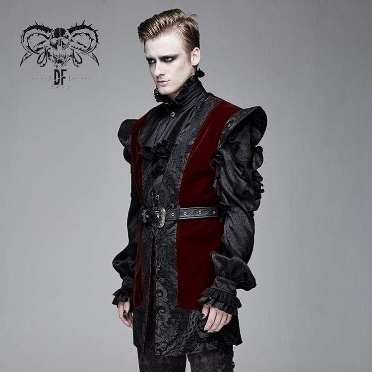 Men's Goth Velvet Waistcoat With Waist Belt