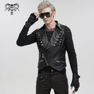 DEVIL FASHION Men's Gothic Asymmetric Zipper Lace-up Waistcoat