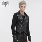 DEVIL FASHION Men's Gothic Asymmetric Zipper Lace-up Waistcoat