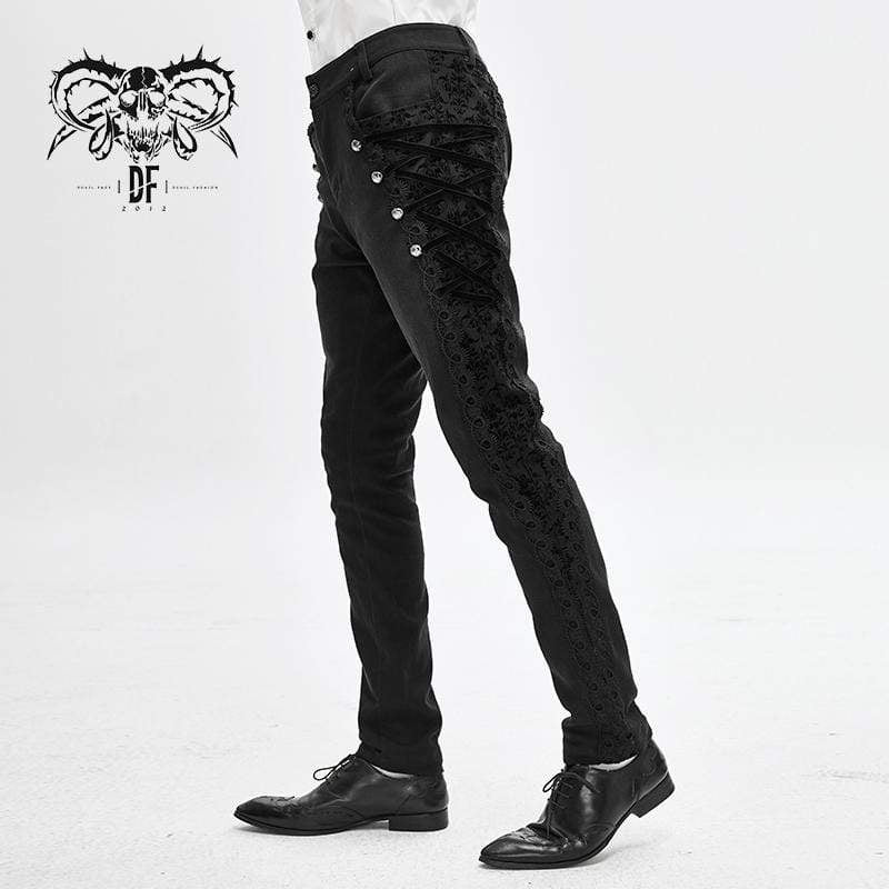 Men's Gothic Back Chain Jacquard Pocket Pants