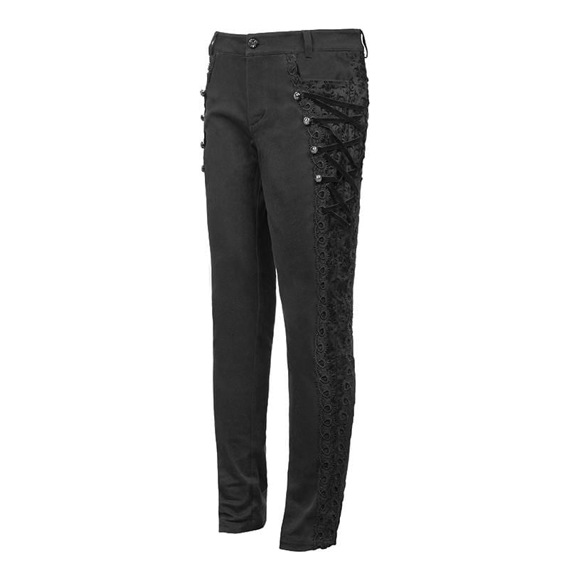 Men's Gothic Back Chain Jacquard Pocket Pants