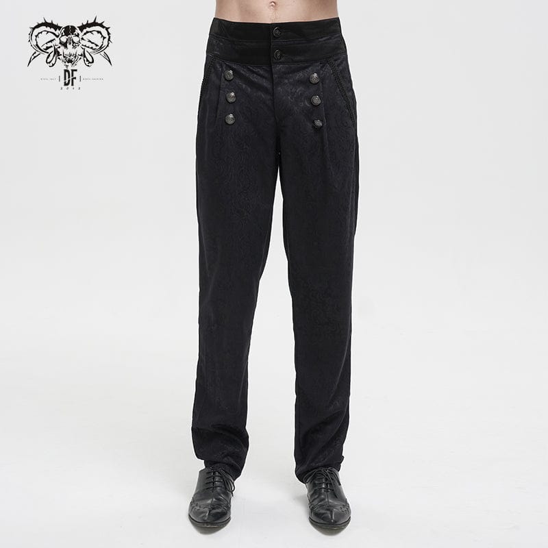 DEVIL FASHION Men's Gothic Cashew Printed High-waisted Pants