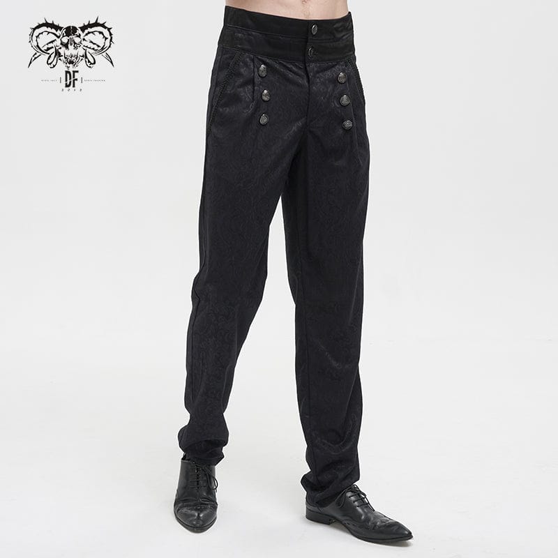DEVIL FASHION Men's Gothic Cashew Printed High-waisted Pants