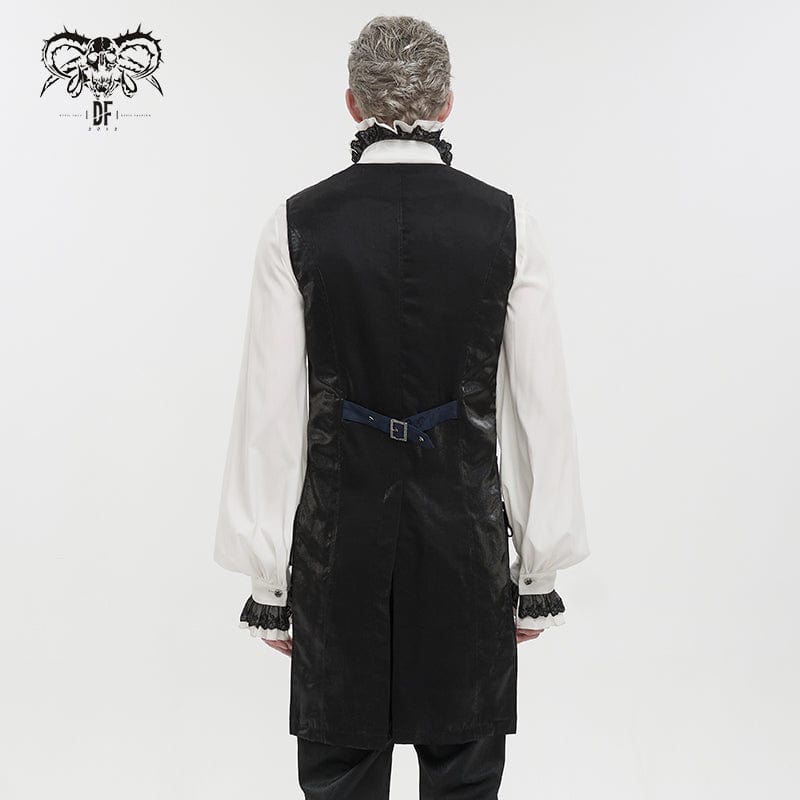 DEVIL FASHION Herren Gothic Cashew Bedruckte Schwalbenschwanzweste Blau