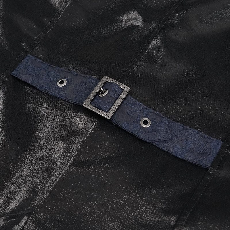 DEVIL FASHION Herren Gothic Cashew Bedruckte Schwalbenschwanzweste Blau