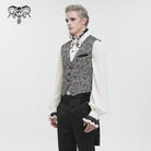 DEVIL FASHION Men's Gothic Cashew Printed Swallow-tailed Waistcoat Grey