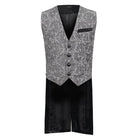 DEVIL FASHION Men's Gothic Cashew Printed Swallow-tailed Waistcoat Grey