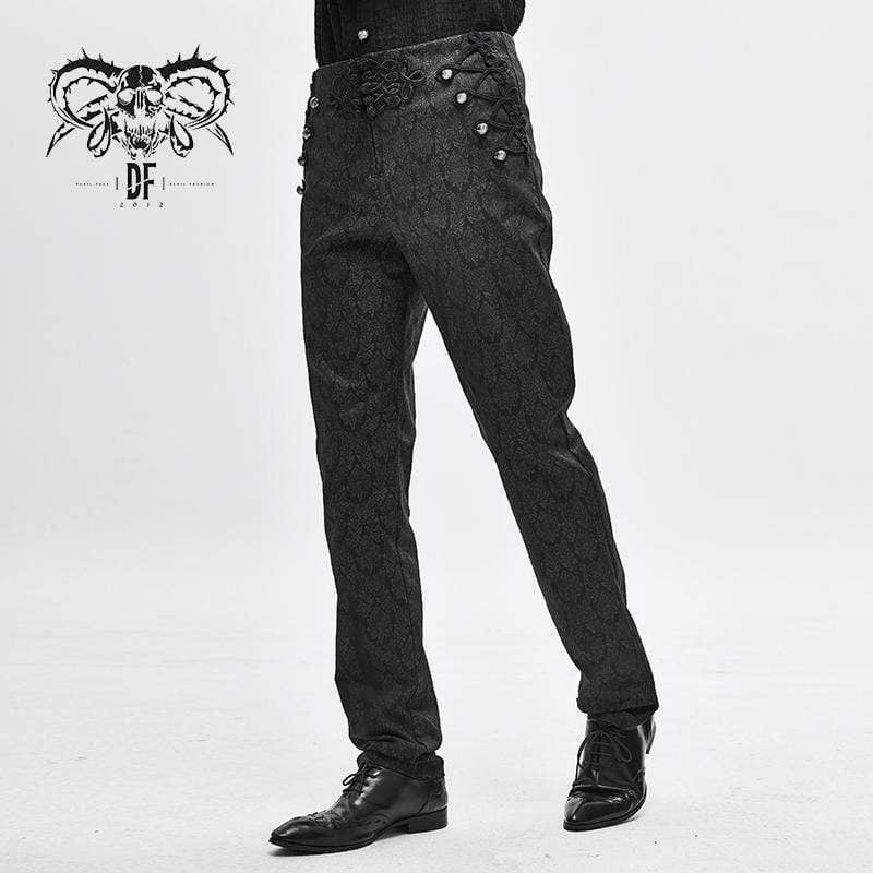 Men's Gothic Chinese Button Jacquard Pants