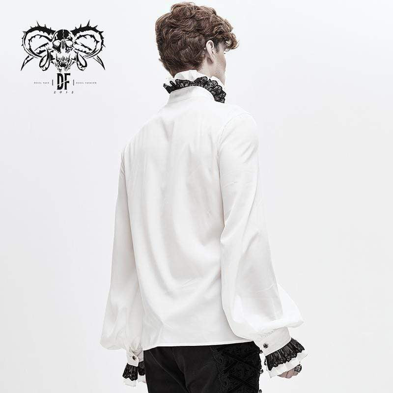 Men's Gothic Contrast Color Falbala Collar Ruffles Puff Sleeves Shirts