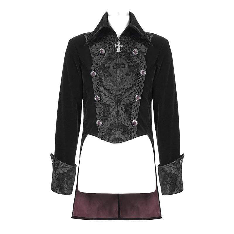 Men's Gothic Cross Zip Contrast Color Tailcoats