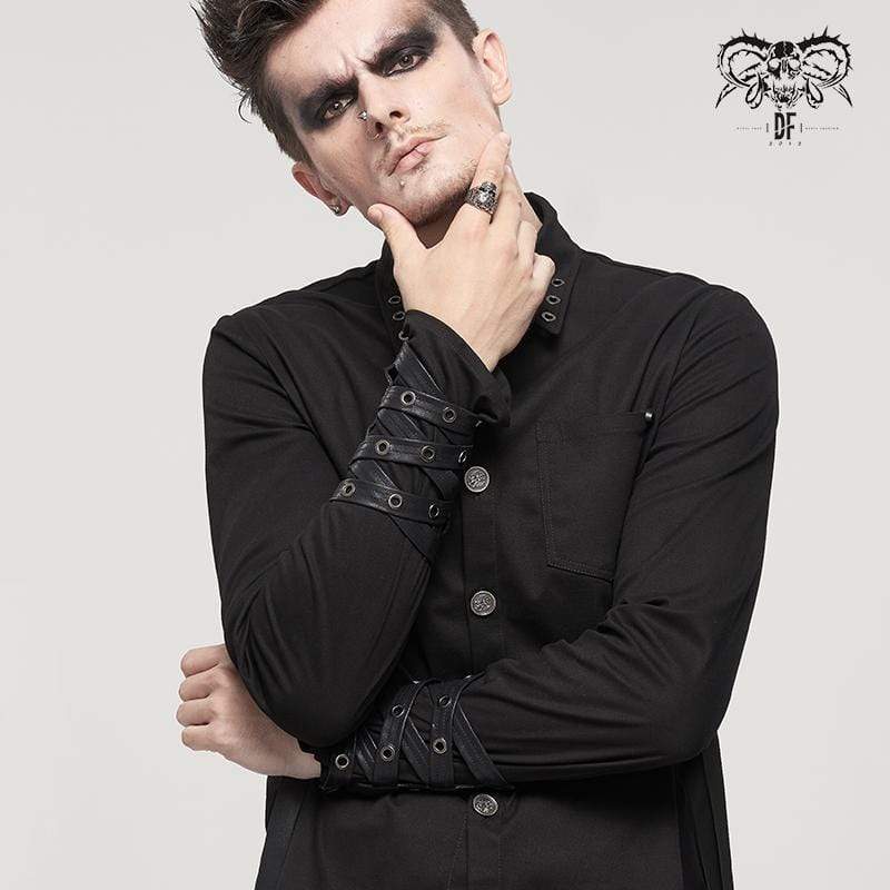 DEVIL FASHION Men's Gothic Cutout Faux Leather Arm Sleeves
