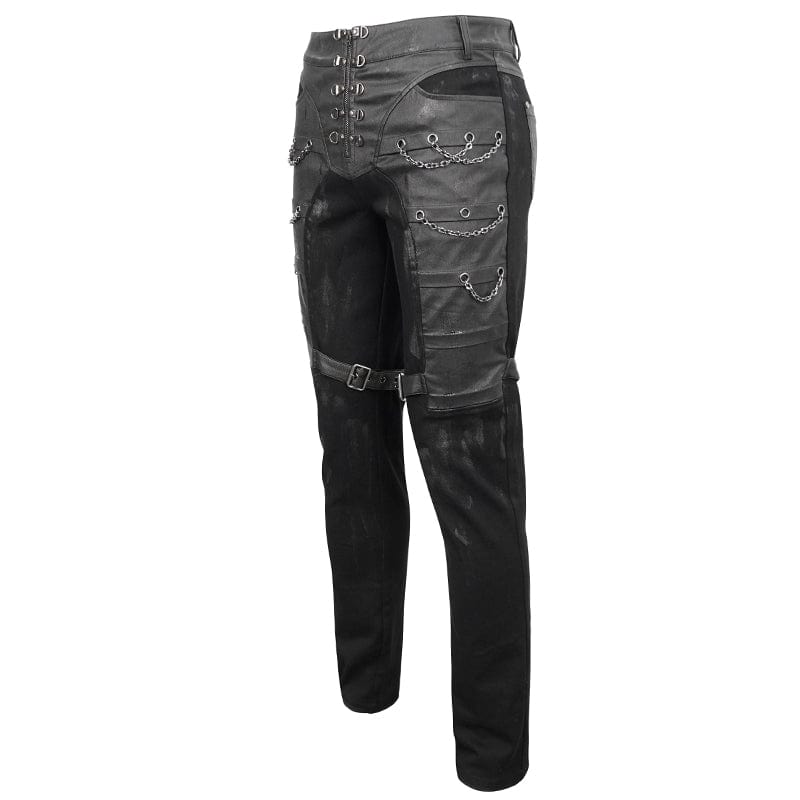 DEVIL FASHION Herren Gothic Distressed Kunstlederhose