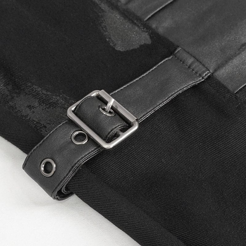 DEVIL FASHION Herren Gothic Distressed Kunstlederhose