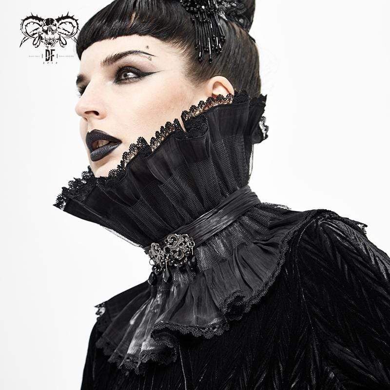 Women's Gothic Drape Mesh Neckwear Black Unisex Lace Neckwear