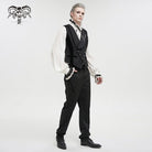 DEVIL FASHION Herren Weste im Gothic-Stil mit Prägung und Brosche, Schwarz
