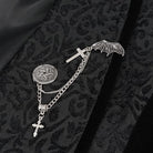 DEVIL FASHION Herren Weste im Gothic-Stil mit Prägung und Brosche, Schwarz