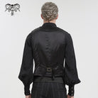 DEVIL FASHION Herren Weste im Gothic-Stil mit Prägung und Brosche, Rot