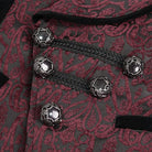 DEVIL FASHION Herren Weste im Gothic-Stil mit Prägung und Brosche, Rot