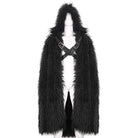DEVIL FASHION Men's Gothic Faux Fur Buckle Coat with Hood