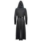DEVIL FASHION Men's Gothic Faux Leahter Splice Long Coat with Hood