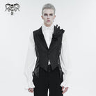 DEVIL FASHION Men's Gothic Feather Swallow-tailed Waistcoat Black