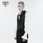 DEVIL FASHION Men's Gothic Feather Swallow-tailed Waistcoat Black