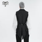 DEVIL FASHION Men's Gothic Feather Swallow-tailed Waistcoat Black