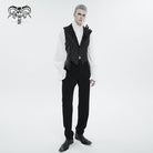 DEVIL FASHION Men's Gothic Feather Swallow-tailed Waistcoat Black