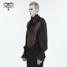 DEVIL FASHION Men's Gothic Feather Swallow-tailed Waistcoat Red