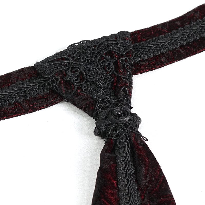DEVIL FASHION Men's Gothic Floral Embroidered Double Color Necktie