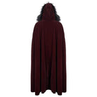 DEVIL FASHION Men's Gothic Floral Long Coat with Hood Red