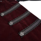 DEVIL FASHION Men's Gothic Floral Long Coat with Hood Red