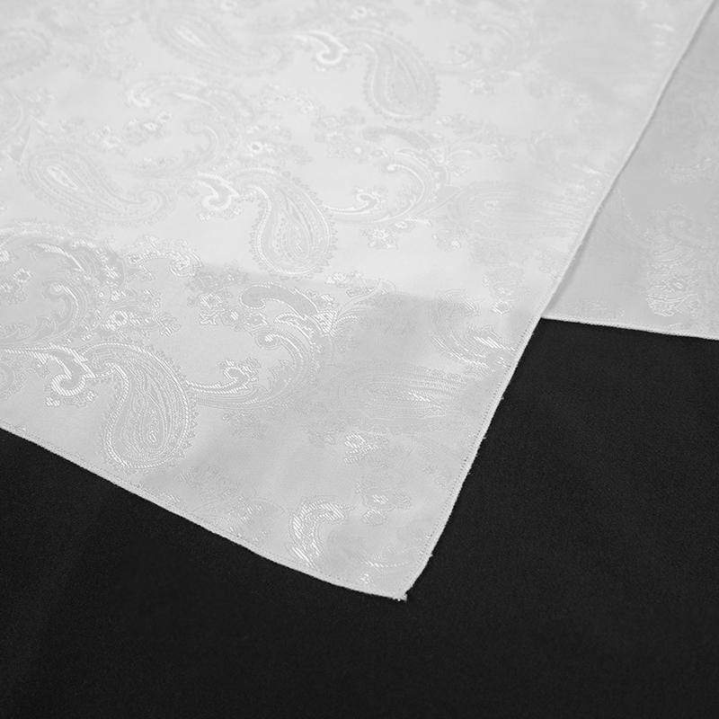 DEVIL FASHION Men's Gothic Floral Printed Crystal Stone Necktie White