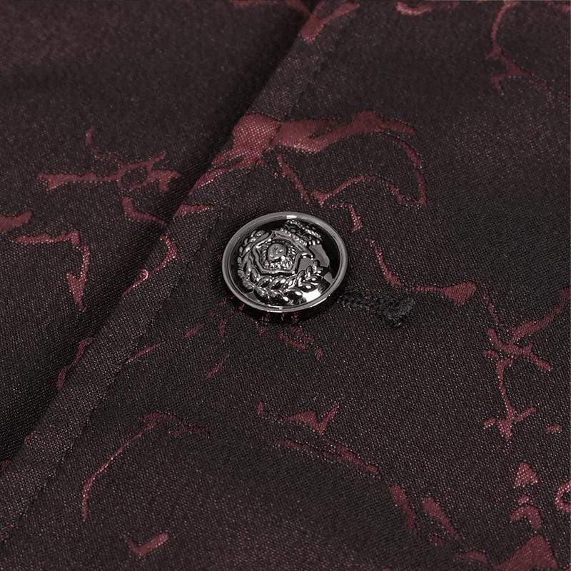 Abrigo gótico floral con cola de golondrina para hombre DEVIL FASHION rojo