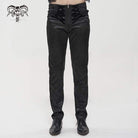 DEVIL FASHION Men's Gothic Floral Zipper Pants Black