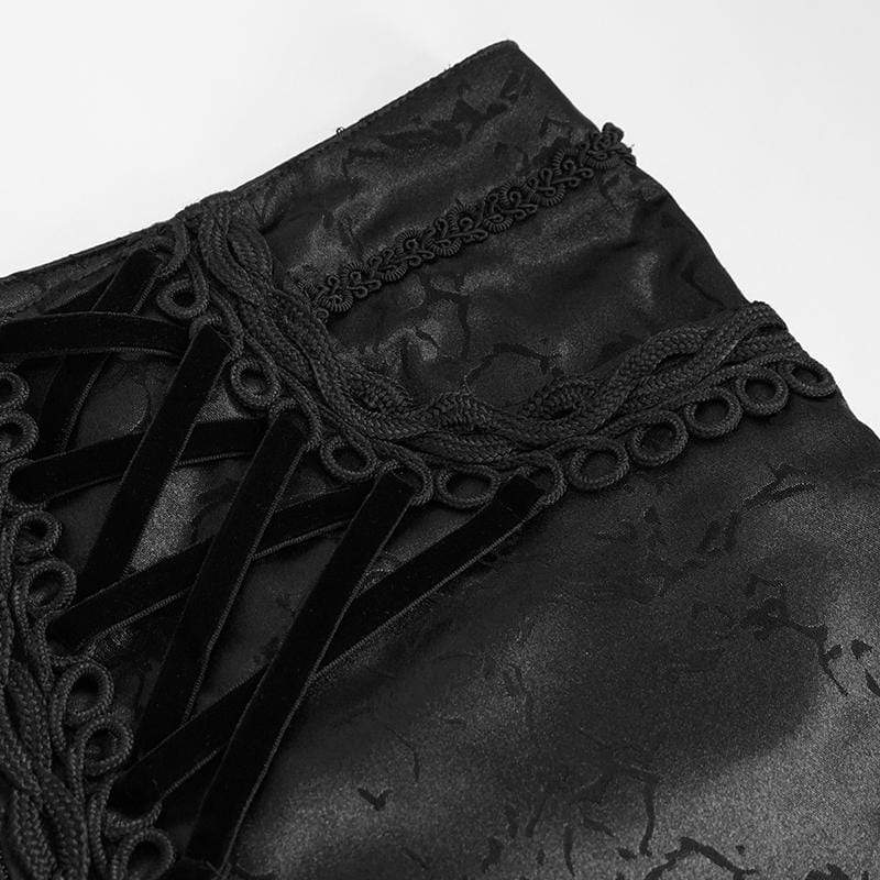 DEVIL FASHION Men's Gothic Floral Zipper Pants Black