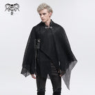 DEVIL FASHION Men's Gothic Irregular Mesh Cloak with Hood