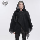 DEVIL FASHION Men's Gothic Irregular Mesh Cloak with Hood