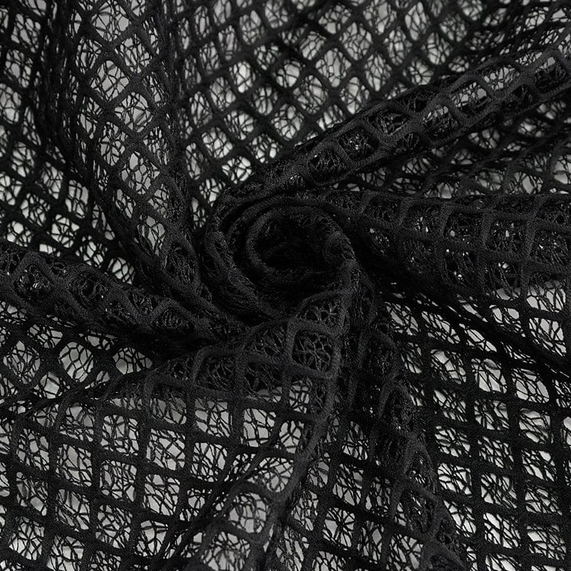 DEVIL FASHION Men's Gothic Irregular Mesh Cloak with Hood