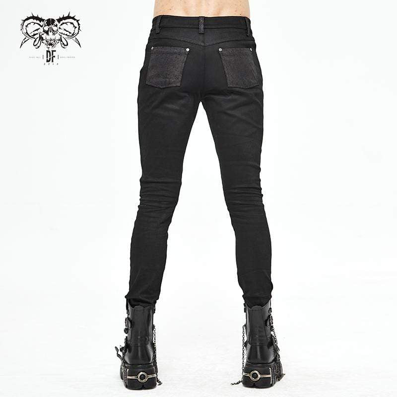 Men's Gothic Lace-Up Side Zip Black Pants