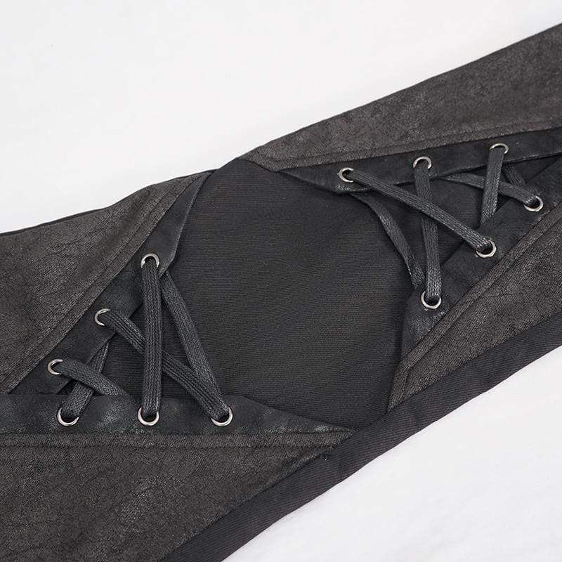 Men's Gothic Lace-Up Side Zip Black Pants