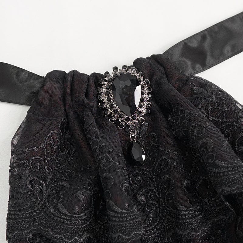 DEVIL FASHION Men's Gothic Layered Bead Lace Necktie
