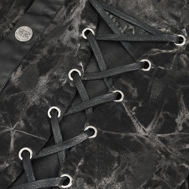 DEVIL FASHION Herren-Weste im Gothic-Stil, Netzstoff, mit Nieten, Used-Look