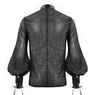 DEVIL FASHION Men's Gothic Puff Sleeved Faux Leather Splice Shirt